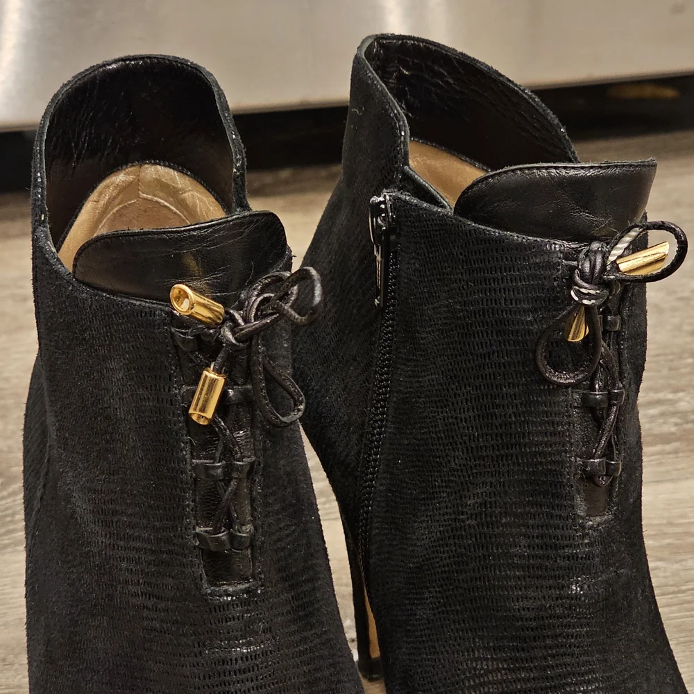 LANVIN Paris Black Shimmery Ankle Booties